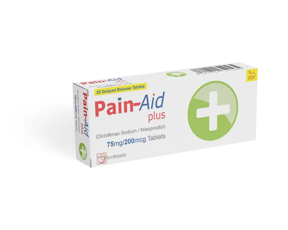 Pain Aid Plus | Diclofenac Sodium + Misoprostol | Analgesics | Scotmann
